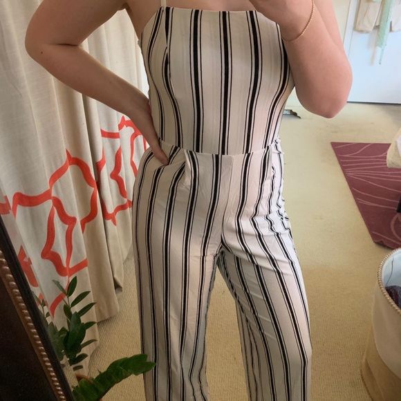 Bershka black & white Striped Jumpsuit - Picture 2 of 5